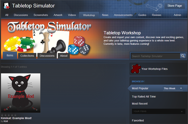 how to use tabletop simulator steam workshop